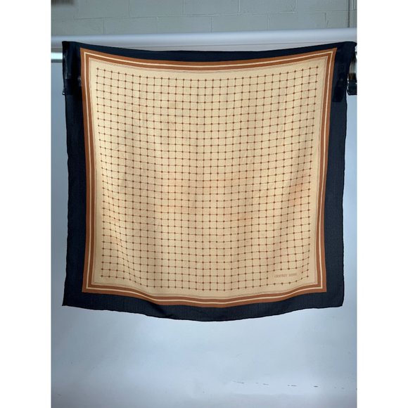 Goeffrey Beene Vintage Grid Scarf 31 x 30 Brown Grid Polyester - Picture 11 of 16
